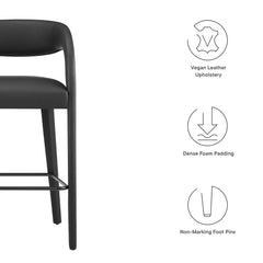 Pinnacle Black Vegan Leather Bar Stool (Set of 2) - Ornate Home