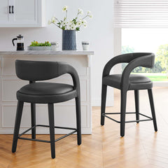 Pinnacle Black Vegan Leather Counter Stool (Set of 2) - Ornate Home