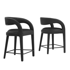 Pinnacle Black Vegan Leather Counter Stool (Set of 2) - Ornate Home