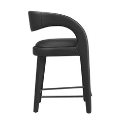 Pinnacle Black Vegan Leather Counter Stool (Set of 2) - Ornate Home