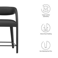 Pinnacle Black Vegan Leather Counter Stool (Set of 2) - Ornate Home