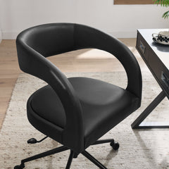 Pinnacle Black Vegan Leather Office Chair - Ornate Home