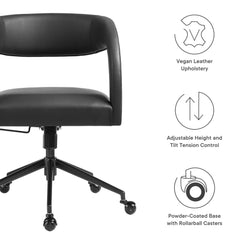 Pinnacle Black Vegan Leather Office Chair - Ornate Home
