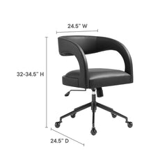 Pinnacle Black Vegan Leather Office Chair - Ornate Home