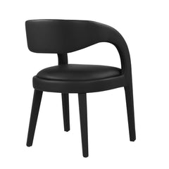Pinnacle Black Vinyl Vegan Leather Dining Chair (Set of 2) - Ornate Home
