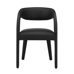 Pinnacle Black Vinyl Vegan Leather Dining Chair (Set of 2) - Ornate Home