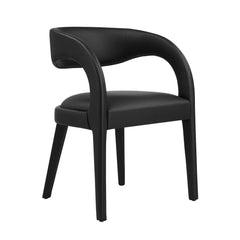 Pinnacle Black Vinyl Vegan Leather Dining Chair (Set of 2) - Ornate Home