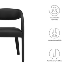 Pinnacle Black Vinyl Vegan Leather Dining Chair (Set of 2) - Ornate Home
