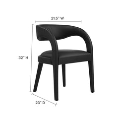 Pinnacle Black Vinyl Vegan Leather Dining Chair (Set of 2) - Ornate Home