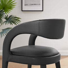 Pinnacle Black Vinyl Vegan Leather Dining Chair (Set of 2) - Ornate Home