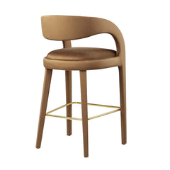 Pinnacle Brown/Gold Performance Velvet Bar Stool (Set of 2) - Ornate Home