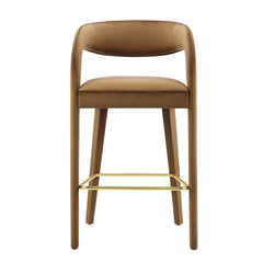 Pinnacle Brown/Gold Performance Velvet Bar Stool (Set of 2) - Ornate Home