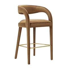 Pinnacle Brown/Gold Performance Velvet Bar Stool (Set of 2) - Ornate Home