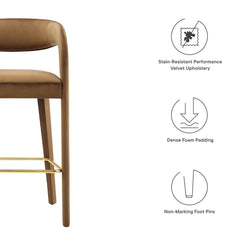 Pinnacle Brown/Gold Performance Velvet Bar Stool (Set of 2) - Ornate Home