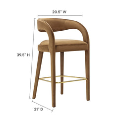 Pinnacle Brown/Gold Performance Velvet Bar Stool (Set of 2) - Ornate Home