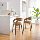 Pinnacle Brown/Gold Performance Velvet Counter Stool (Set of 2) - Ornate Home