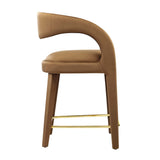 Pinnacle Brown/Gold Performance Velvet Counter Stool (Set of 2) - Ornate Home