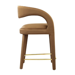 Pinnacle Brown/Gold Performance Velvet Counter Stool (Set of 2) - Ornate Home