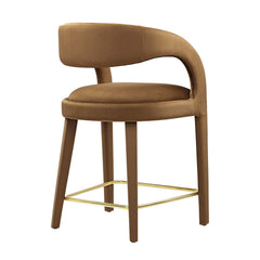 Pinnacle Brown/Gold Performance Velvet Counter Stool (Set of 2) - Ornate Home