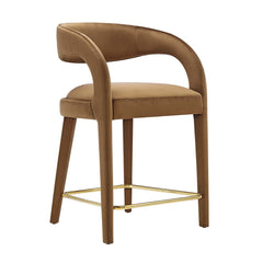 Pinnacle Brown/Gold Performance Velvet Counter Stool (Set of 2) - Ornate Home