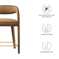 Pinnacle Brown/Gold Performance Velvet Counter Stool (Set of 2) - Ornate Home