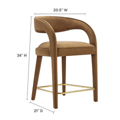 Pinnacle Brown/Gold Performance Velvet Counter Stool (Set of 2) - Ornate Home
