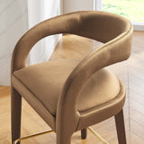 Pinnacle Brown/Gold Performance Velvet Counter Stool (Set of 2) - Ornate Home