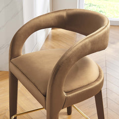 Pinnacle Brown/Gold Performance Velvet Counter Stool (Set of 2) - Ornate Home