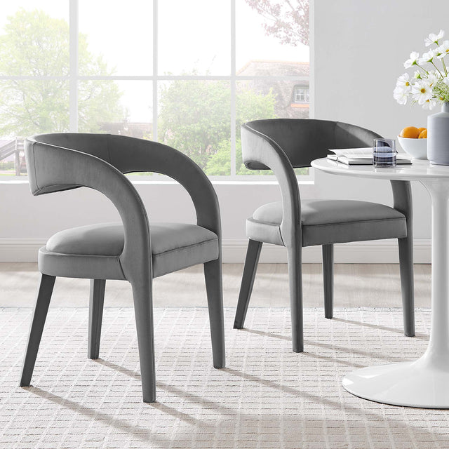 Pinnacle Gray Performance Velvet Dining Chair (Set of 2) - Ornate Home