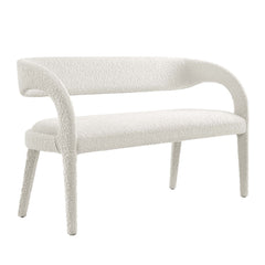 Pinnacle Ivory Boucle Fabric Accent Bench - Ornate Home