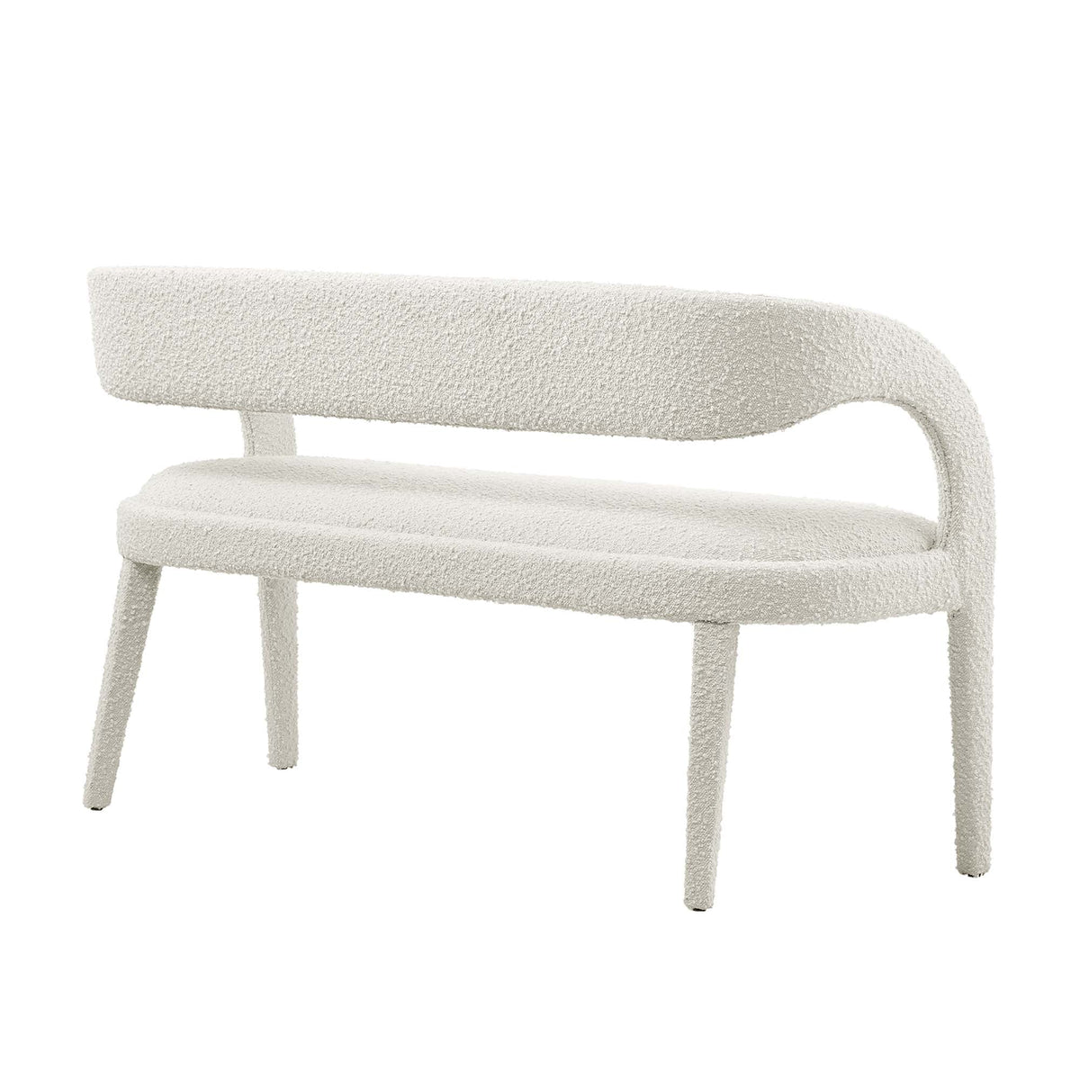 Pinnacle Ivory Boucle Fabric Accent Bench - Ornate Home