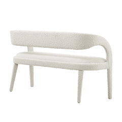 Pinnacle Ivory Boucle Fabric Accent Bench - Ornate Home
