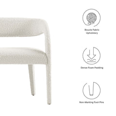 Pinnacle Ivory Boucle Fabric Accent Bench - Ornate Home