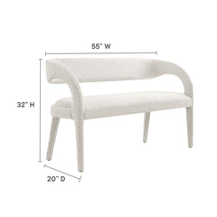 Pinnacle Ivory Boucle Fabric Accent Bench - Ornate Home