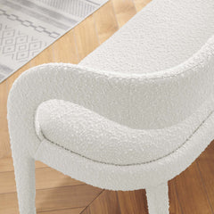 Pinnacle Ivory Boucle Fabric Accent Bench - Ornate Home