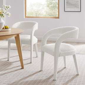 Pinnacle Ivory Boucle Upholstered Dining Chair (Set of 2) - Ornate Home