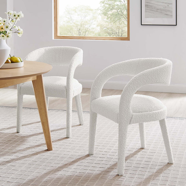 Pinnacle Ivory Boucle Upholstered Dining Chair (Set of 2) - Ornate Home