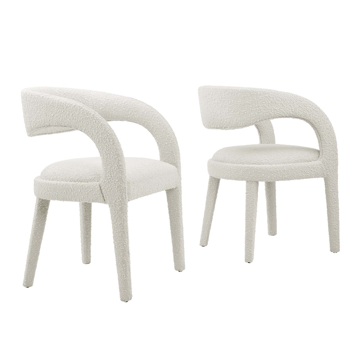 Pinnacle Ivory Boucle Upholstered Dining Chair (Set of 2) - Ornate Home