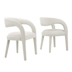 Pinnacle Ivory Boucle Upholstered Dining Chair (Set of 2) - Ornate Home