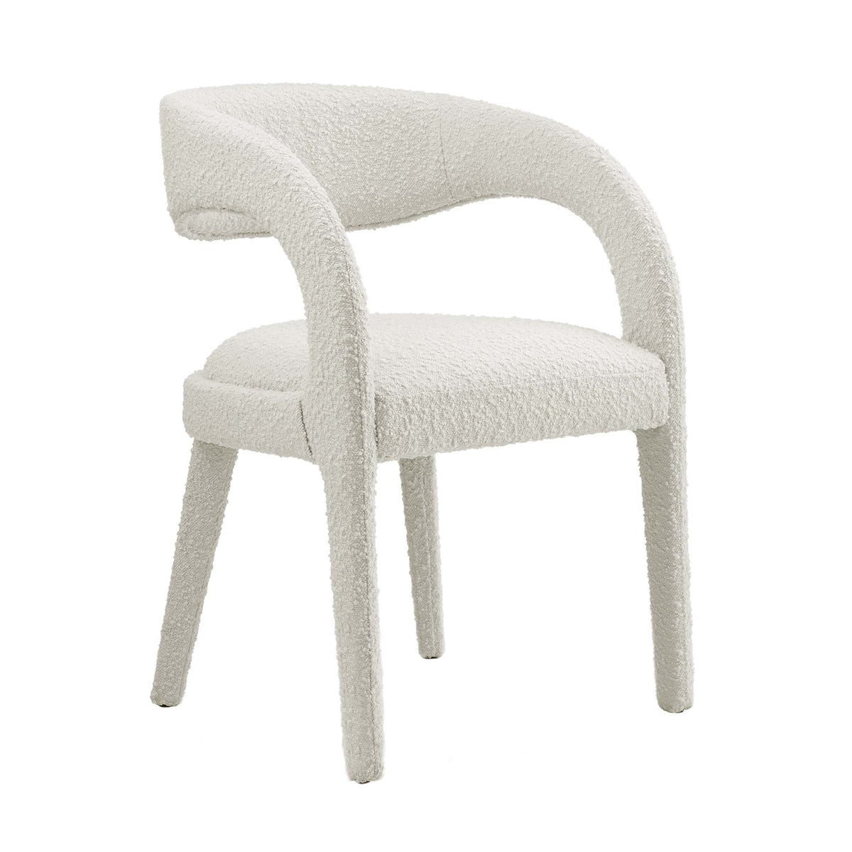 Pinnacle Ivory Boucle Upholstered Dining Chair (Set of 2) - Ornate Home