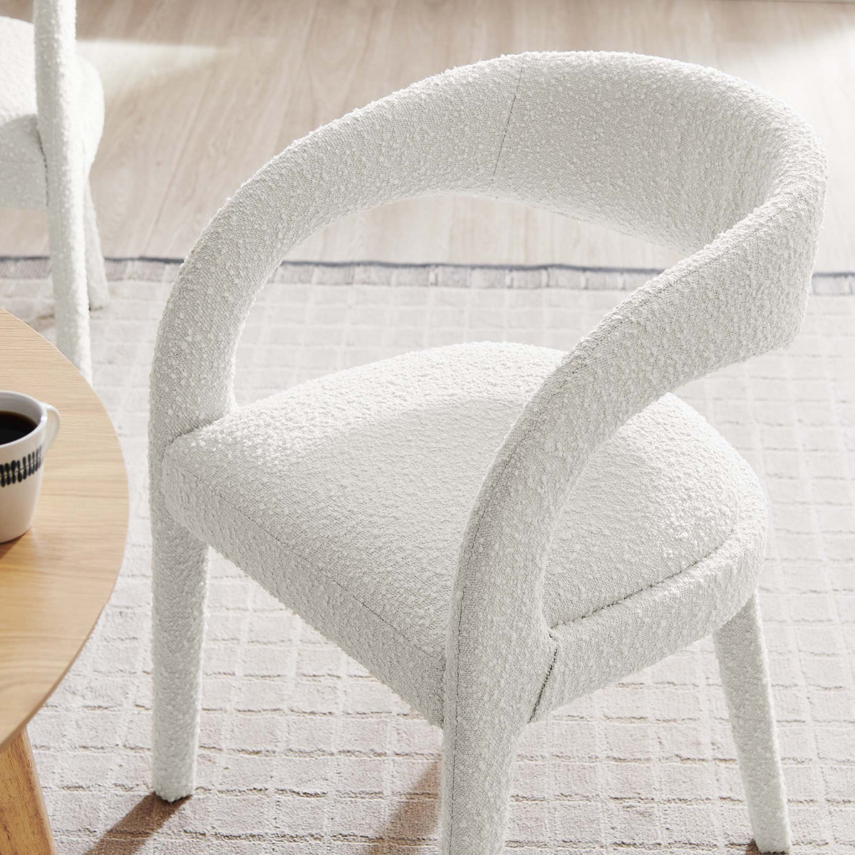 Pinnacle Ivory Boucle Upholstered Dining Chair (Set of 2) - Ornate Home
