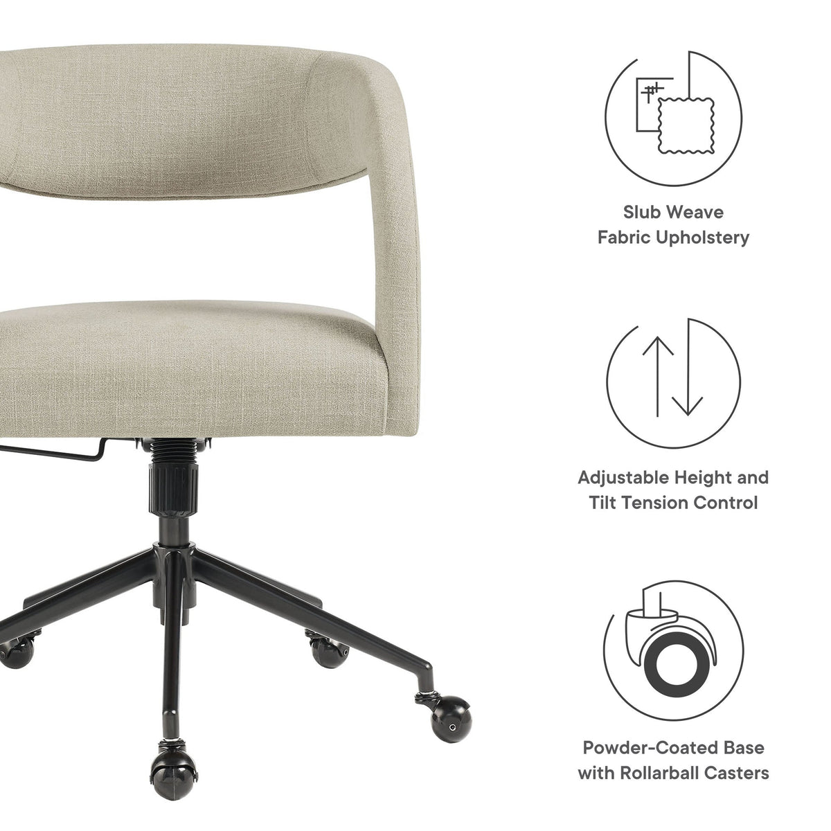 Pinnacle Linen Upholstered Office Chair - Ornate Home