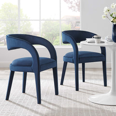 Pinnacle Midnight Blue Performance Velvet Dining Chair (Set of 2) - Ornate Home