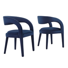 Pinnacle Midnight Blue Performance Velvet Dining Chair (Set of 2) - Ornate Home