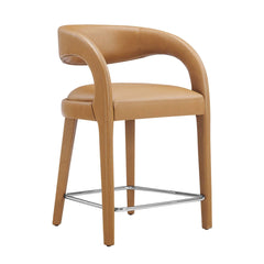 Pinnacle Tan/Silver Vegan Leather Counter Stool (Set of 2) - Ornate Home