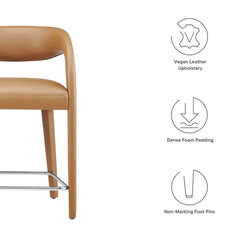 Pinnacle Tan/Silver Vegan Leather Counter Stool (Set of 2) - Ornate Home