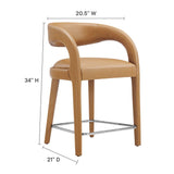 Pinnacle Tan/Silver Vegan Leather Counter Stool (Set of 2) - Ornate Home