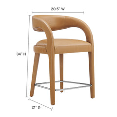 Pinnacle Tan/Silver Vegan Leather Counter Stool (Set of 2) - Ornate Home