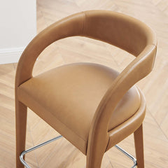 Pinnacle Tan/Silver Vegan Leather Counter Stool (Set of 2) - Ornate Home