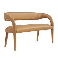 Pinnacle Tan Vegan Leather Accent Bench - Ornate Home